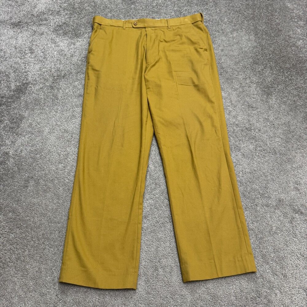Peter Christian Cotton Chino Pants Mens 36x28 Mustard Yellow Straight Leg Slacks